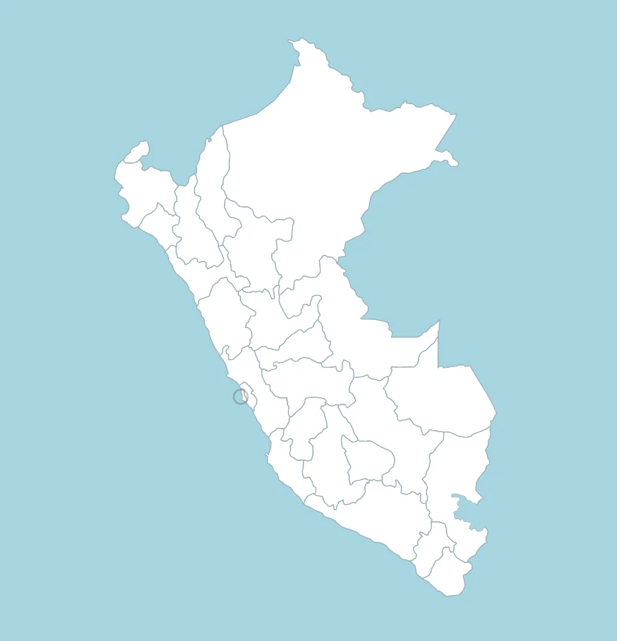 Mapa del Perú con las rutas de Harraso Transport desde Lima